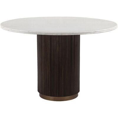Richmond Interiors Esstisch Mayfield rund 120 cm, Marmor & Mangoholz, Messing-Details Richmond Interiors Esstisch Mayfield rund 120 cm, Marmor & Mangoholz, Messing-Details