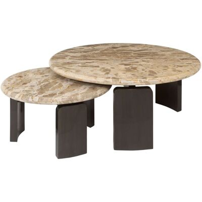 Richmond Interiors Couchtisch Bayonne Bronze im 2er-Set - Marmor & Messing Richmond Interiors Couchtisch Bayonne Bronze im 2er-Set - Marmor & Messing