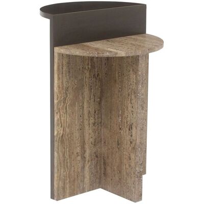 Richmond Interiors Beistelltisch Russo mit Travertin-Platte, Messing-Akzente, ash brown Richmond Interiors Beistelltisch Russo mit Travertin-Platte, Messing-Akzente, ash brown