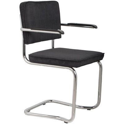 Sessel Ridge Kink Rib im 2er-Set, Schwarz mit Chromgestell von Zuiver Sessel Ridge Kink Rib im 2er-Set, Schwarz mit Chromgestell von Zuiver