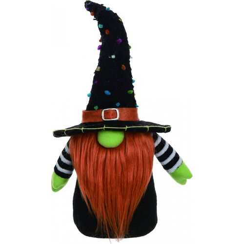 Horror-Shop Halloween Zwerg mit Hexenhut 31cm
