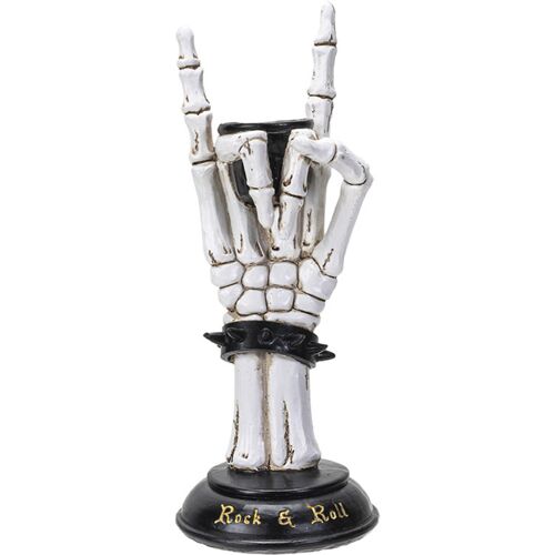 Horror-Shop Rock On Skelett Hand Kerzenhalter 25cm