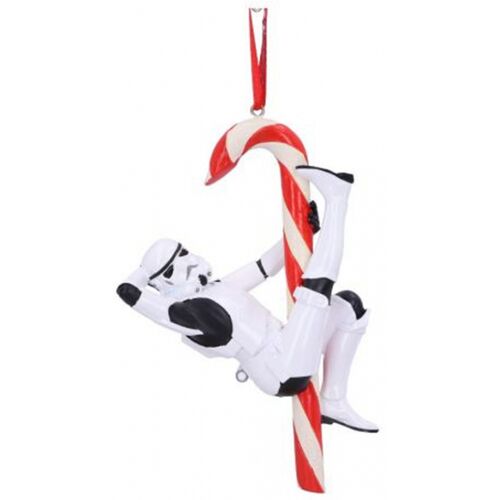 Horror-Shop Star Wars Stormtrooper mit Candy Cane Weihnachtskugel