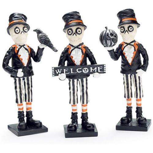 Horror-Shop Halloween Skelett Figur mit Zylinder & Überraschung 17cm