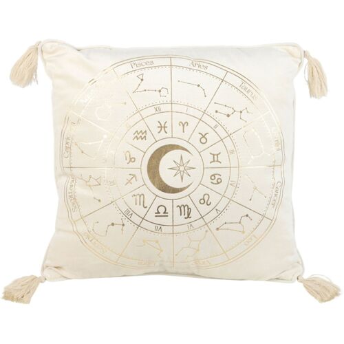 Horror-Shop Weißes Astrology Wheel Kissen 35x35cm