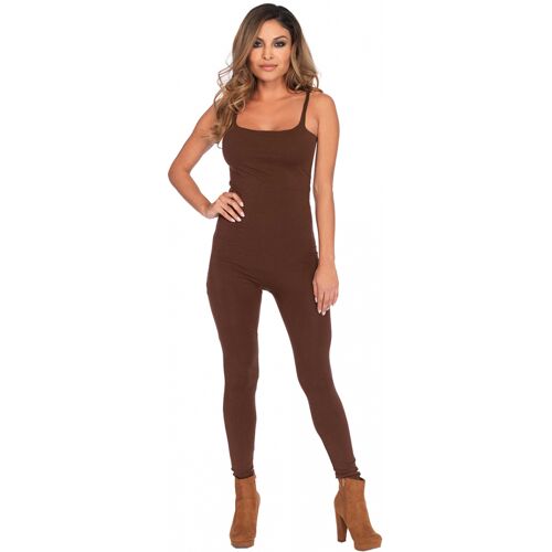 Horror-Shop Basic Catsuit Braun mit dünnen Trägern M/L