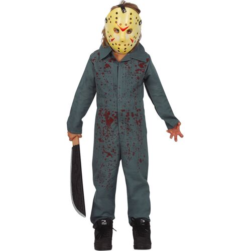Horror-Shop Blutiges Killer Psycho Kinderkostüm mit Maske L / 7-9 Jahre
