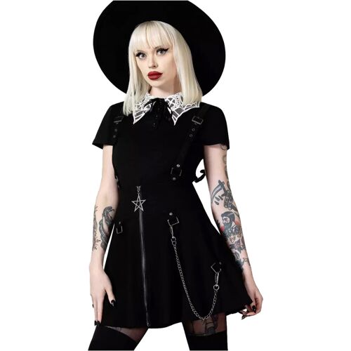 Horror-Shop KILLSTAR Study Hell Suspender Skirt schwarz M