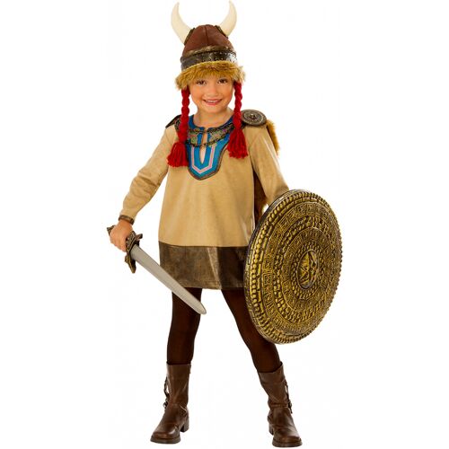 Horror-Shop Kleine Vikingerin Kinder Kostüm mit Hörnerhelm M