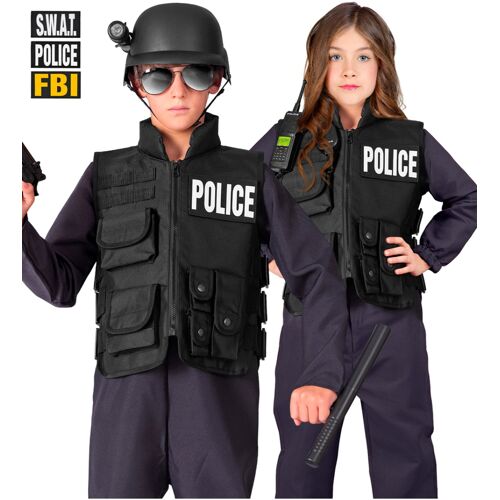 Horror-Shop Realistische SWAT Weste Deluxe für Kinder 158 cm / 11-13 Jahre