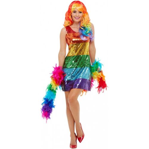 Horror-Shop Regenbogen Pailletten Glitter Kleid S