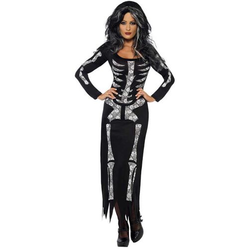 Horror-Shop Elegantes Skelett Schlauchkleid M