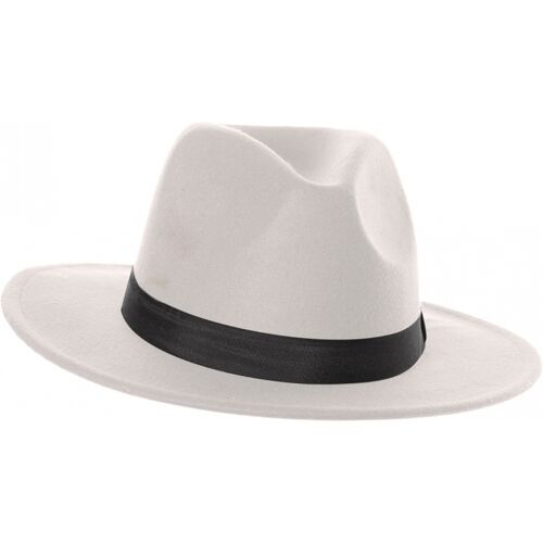 Horror-Shop Weißer Filzhut mit Hutband