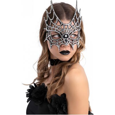 Horror-Shop Spinnennetz Maske mit Strass Horror-Shop Spinnennetz Maske mit Strass