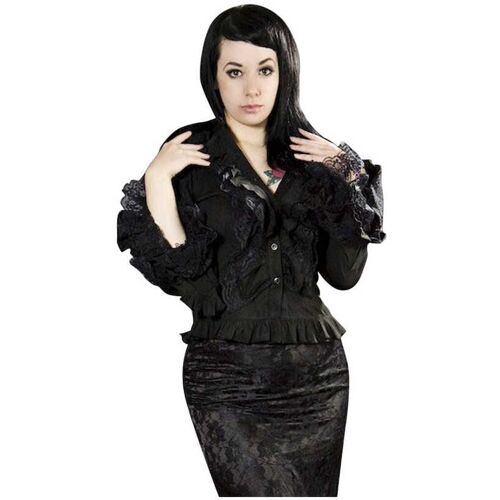 Horror-Shop Burleska Rüschenbluse schwarz XL