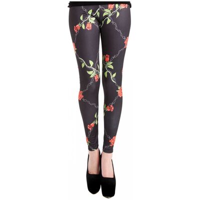 Horror-Shop Leggings mit Rosen und Stacheldraht S/M Horror-Shop Leggings mit Rosen und Stacheldraht S/M