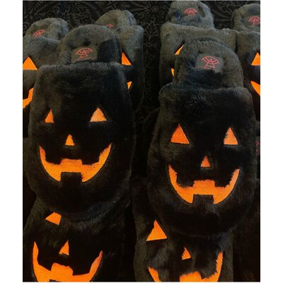 Horror-Shop Kreepy Kozy Jack Plüsch Hausschuhe Schwarz 37,5 Horror-Shop Kreepy Kozy Jack Plüsch Hausschuhe Schwarz 37,5