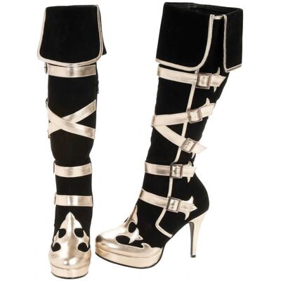 Horror-Shop Piraten Stiefel schwarz-gold L Horror-Shop Piraten Stiefel schwarz-gold L