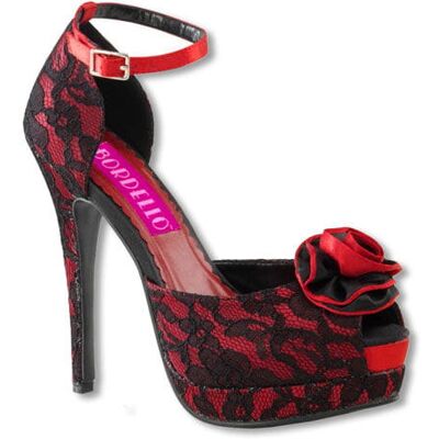 Horror-Shop Red Satin Bordello High Heels 36 Horror-Shop Red Satin Bordello High Heels 36