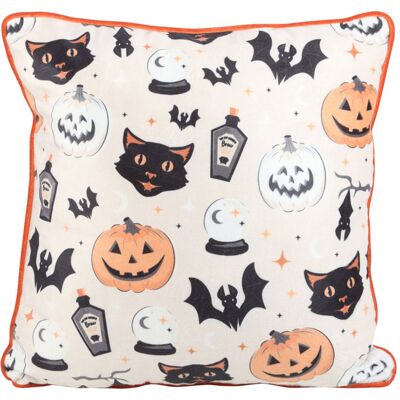 Horror-Shop Spooky Cat & Pumpkin Dekokissen 33x33cm Horror-Shop Spooky Cat & Pumpkin Dekokissen 33x33cm