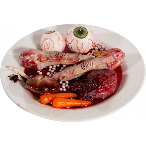 Horror-Shop Speiseteller mit blutigem Herz, Finger & Augen 20cm