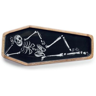 Horror-Shop Funny Bones Tablett in Sargform aus Mango Holz 46cm Horror-Shop Funny Bones Tablett in Sargform aus Mango Holz 46cm