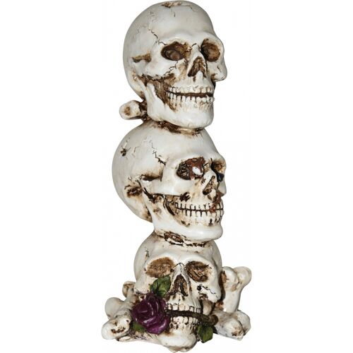 Horror-Shop Totenkopf & Knochenturm mit Rose 23cm
