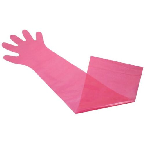 PE-Einweghandschuhe 90cm, Rot, extra lange Veterinärhandschuhe - 10...