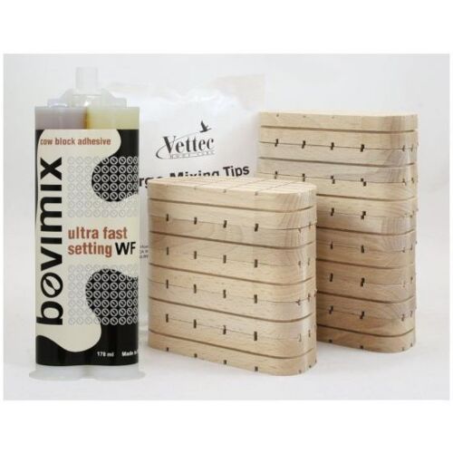 Bovimix Nachfüllset für 12 Anwendungen: 1x Kleber, 12x Klauenklötze...