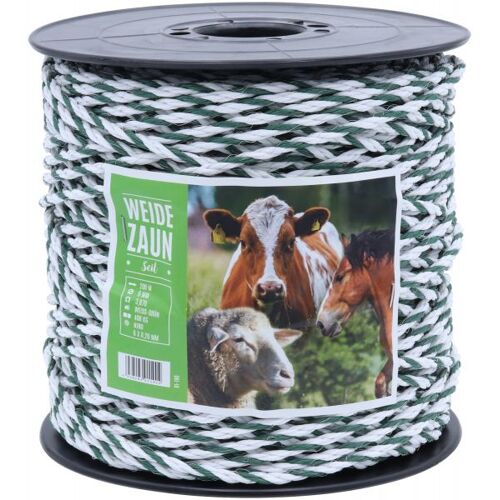 Weidezaunseil PROFI 200m, 6mm, 6 x 0,20 Niro, weiß-grün