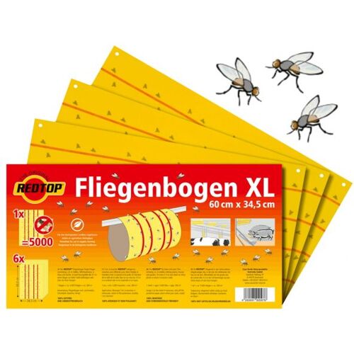 RedTop Fliegenbogen 60x34cm - Stall Fliegenfänger Klebefolie - 6 Stück