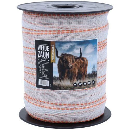 Weidezaunband EXPERT 200m, 40mm, 15x0,20 + 3x0,16 Niro, weiß-orange