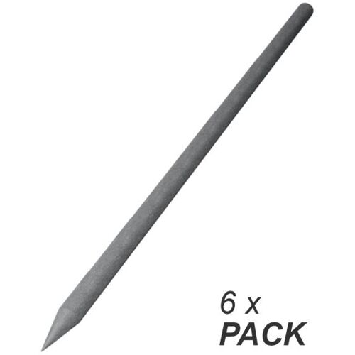 6x Recycling-Zaunpfahl grau - Rundpfosten Ø6x150cm