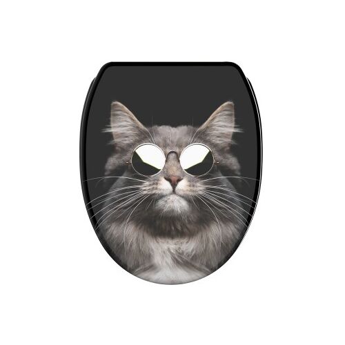 WCShop24 WC-Sitz mit Absenkautomatik und Schnellverschluss Cool Cat - Premium Toilettendeckel direkt vom Hersteller