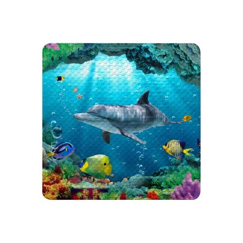 WCShop24 Badematte Delphin Korallen 53 x 53 cm