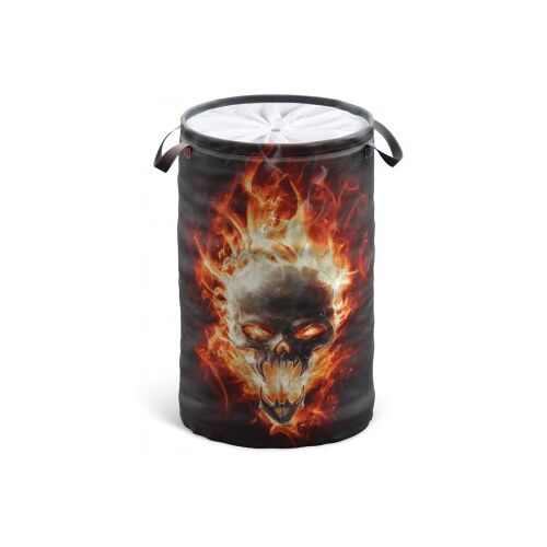 WCShop24 Wäschekorb Totenkopf in Flammen