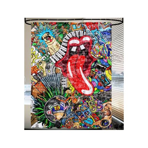 WCShop24 Duschvorhang Graffiti 180 x 200 cm