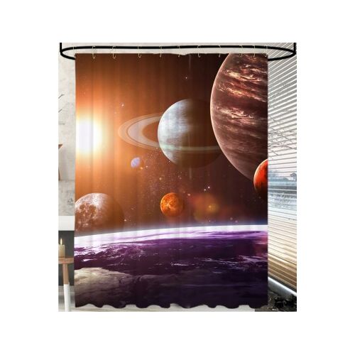 WCShop24 Duschvorhang Planeten 180 x 200 cm