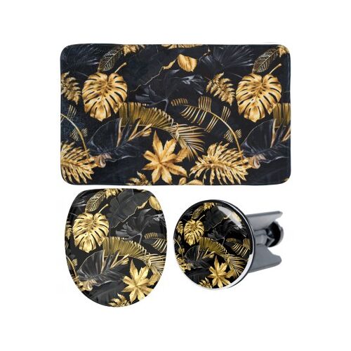 WCShop24 3-teiliges Badezimmer Set Golden Leaves