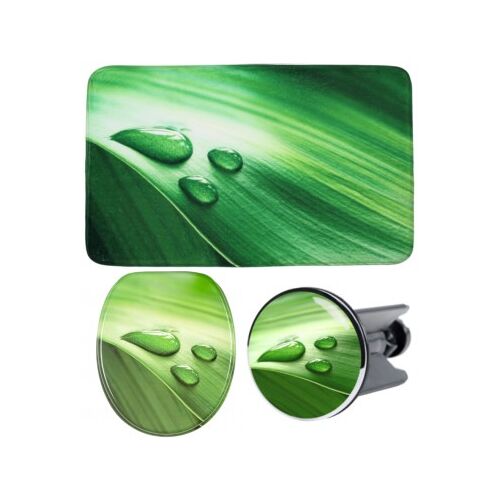 WCShop24 3-teiliges Badezimmer Set Green Leaf