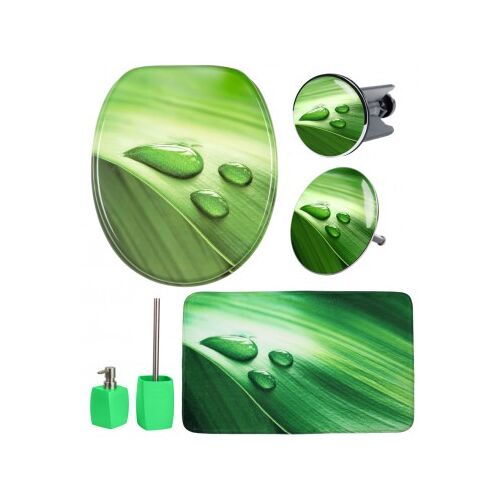 WCShop24 6-teiliges Badezimmer Set Green Leaf