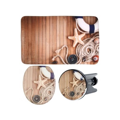 WCShop24 3-teiliges Badezimmer Set Maritime