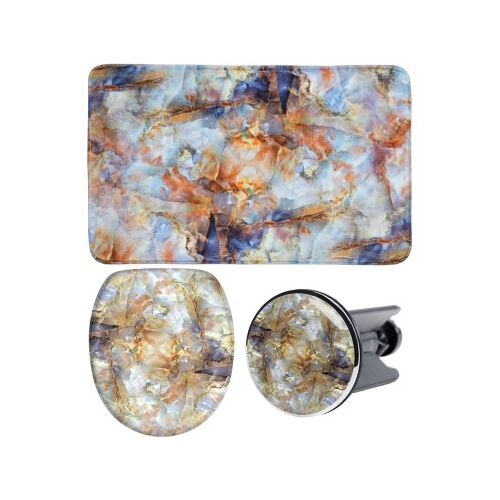 WCShop24 3-teiliges Badezimmer Set Marmor Braun