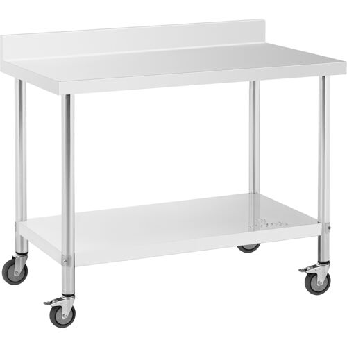 Edelstahltisch mit Rollen - PREMIUM - 60 x 120 cm - 158 kg - Aufkantung - Royal Catering RCAT-120/60-WS