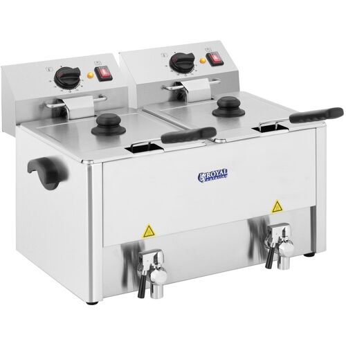 Elektro-Doppel-Fritteuse - 2 x 13 l - 6500 W - EGO-Thermostat - Ablasshahn - Royal Catering RCEF 13D-EGO