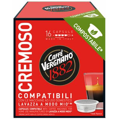 Caffè Vergnano - Cremoso - Kompostierbare Kapseln Kompatibel A Modo Mio Lavazza - 16 Kapseln - MaxiCoffee Caffè Vergnano - Cremoso - Kompostierbare Kapseln Kompatibel A Modo Mio Lavazza - 16 Kapseln - MaxiCoffee