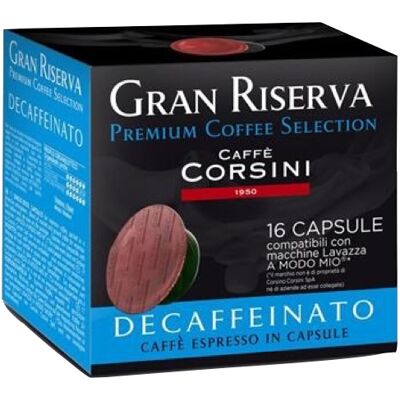 Caffè Corsini- Gran Riserva Decaffeinato- Kapseln Kompatibel A Modo Mio Lavazza - 16 Kapseln - MaxiCoffee Caffè Corsini- Gran Riserva Decaffeinato- Kapseln Kompatibel A Modo Mio Lavazza - 16 Kapseln - MaxiCoffee
