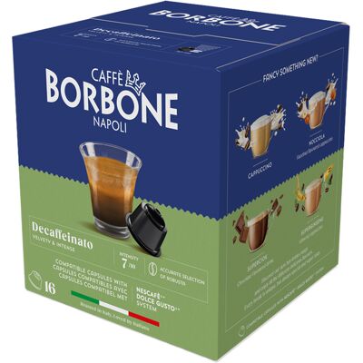Caffè Borbone 16 Nescafe* Dolce Gusto* Kompatible Kapseln Decaffeinato – Caffe Borbone - MaxiCoffee Caffè Borbone 16 Nescafe* Dolce Gusto* Kompatible Kapseln Decaffeinato – Caffe Borbone - MaxiCoffee