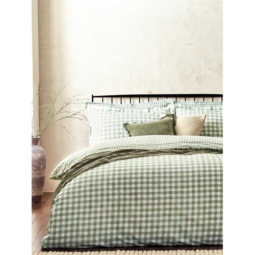 Yard Yard Green Barton Check Cotton Duvet Cover and Pillowcase Set