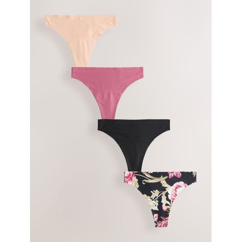 Next Black / Praline Nude / Pink Floral Thong No VPL Light Flow Period Knickers 4 Pack damen